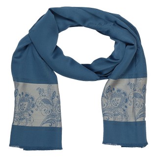 Silk Border Stole - Blue Color